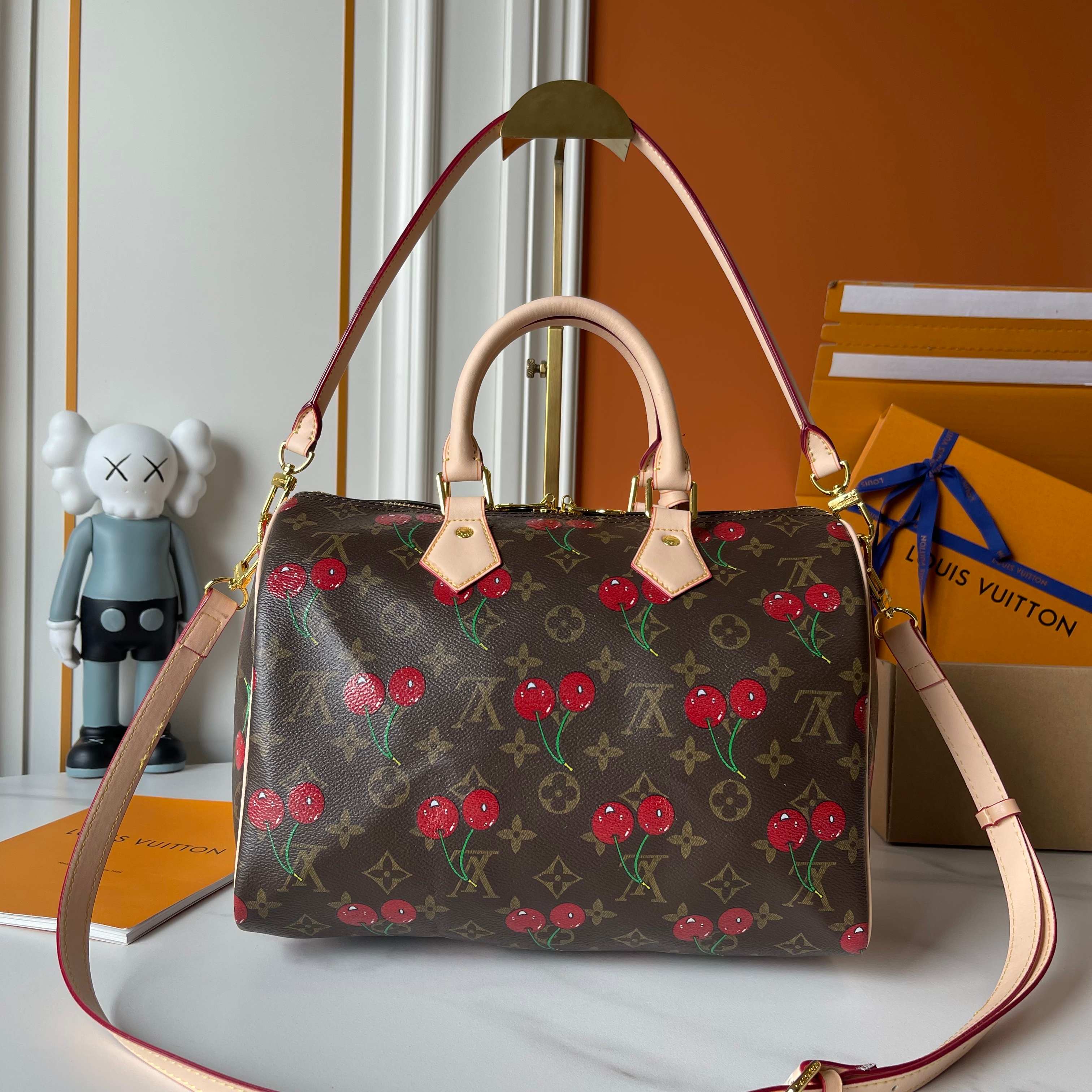 Louis Vuitton X Takashi Murakami Speedy Bag Cherry Brown Monogram Gold Hardware