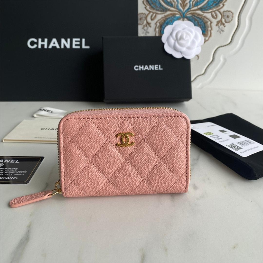 Chanel-24k thick gold plated hardware small zipper coin purse
