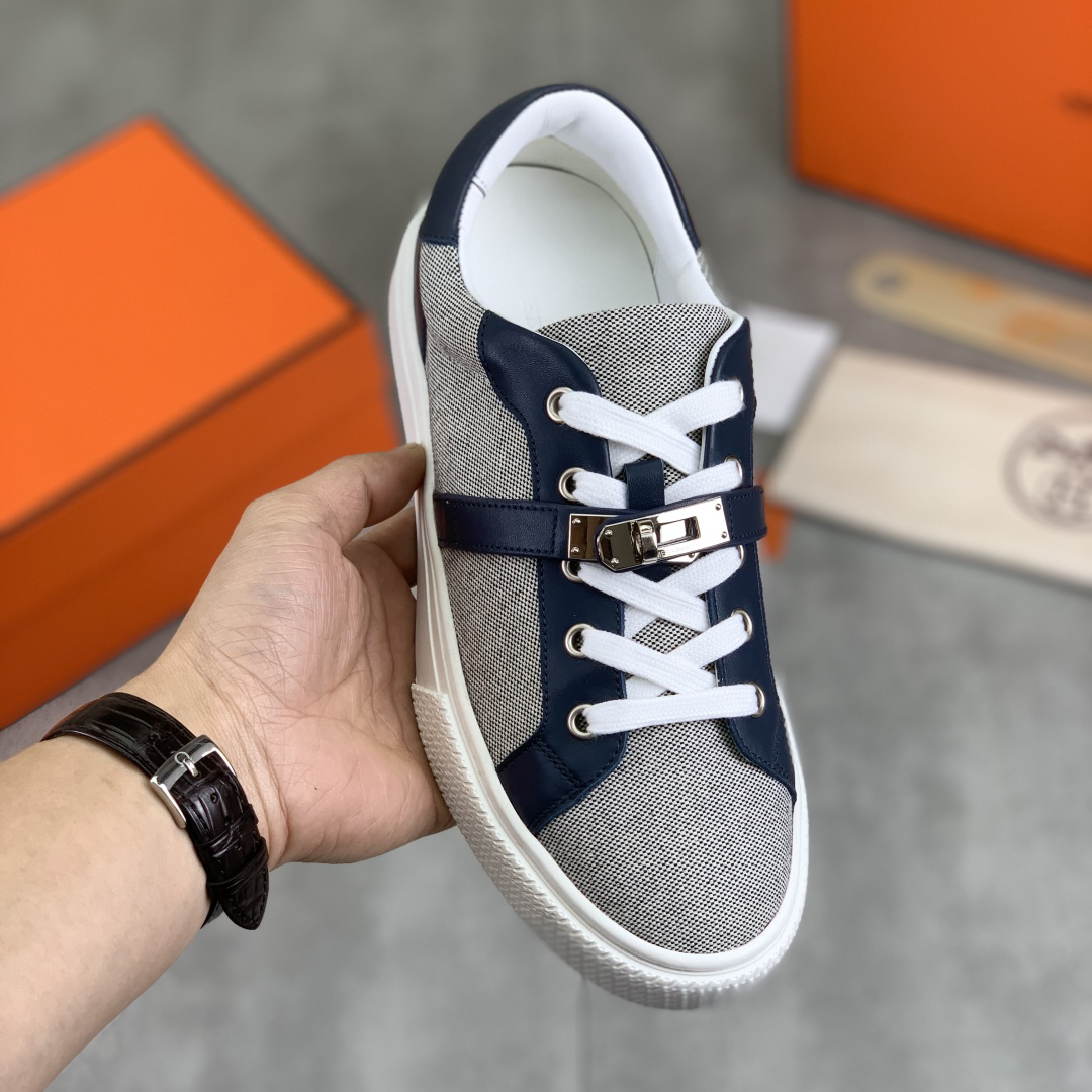 Hermes-Couple lace up sports and leisure shoes