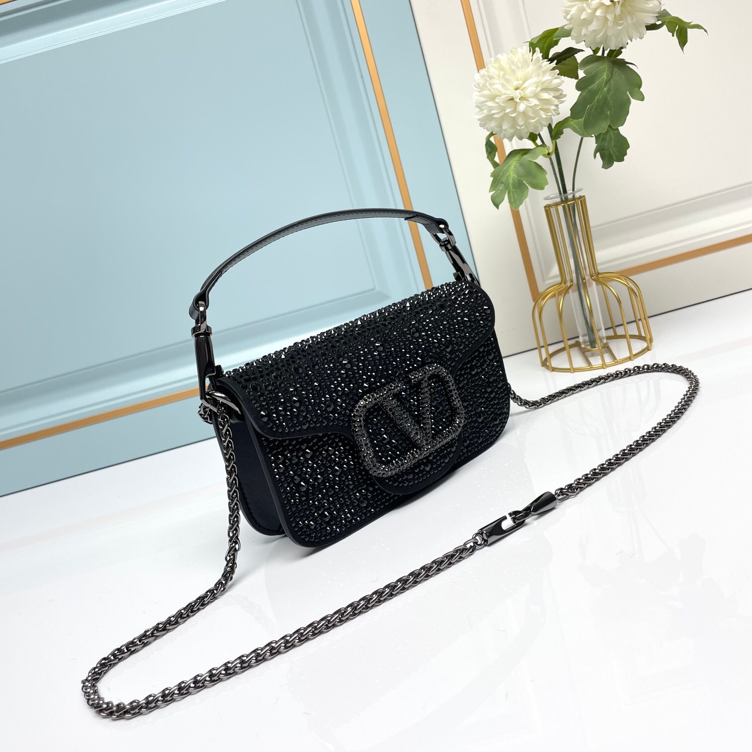 Valentino-Mini locò Crystal Decorative Handbag