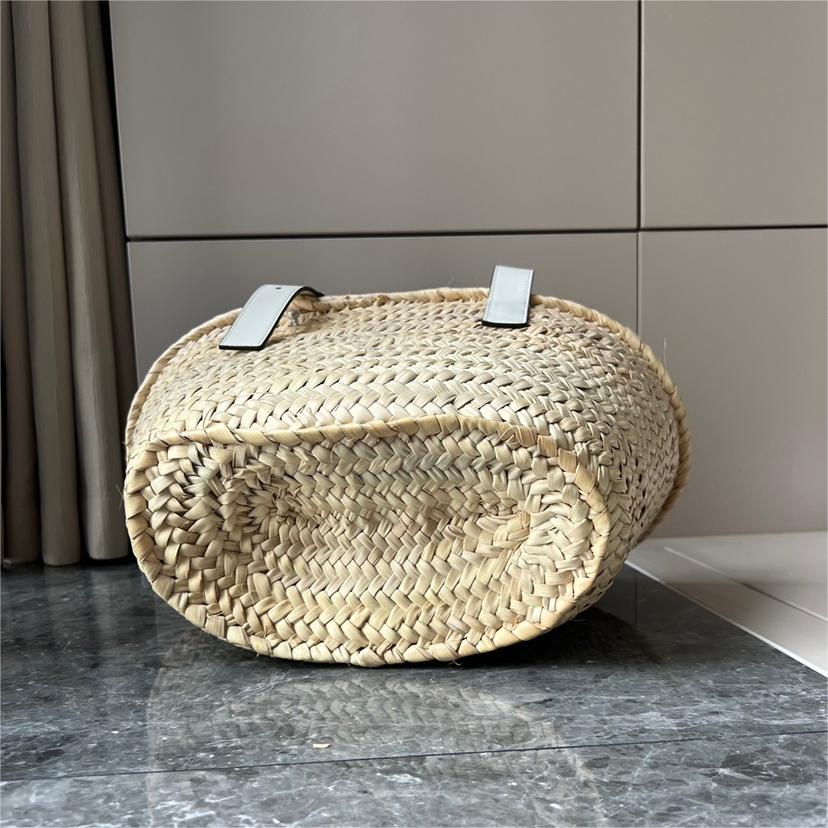 LOEWE-Palm leaf and cowhide leather Basket handbag