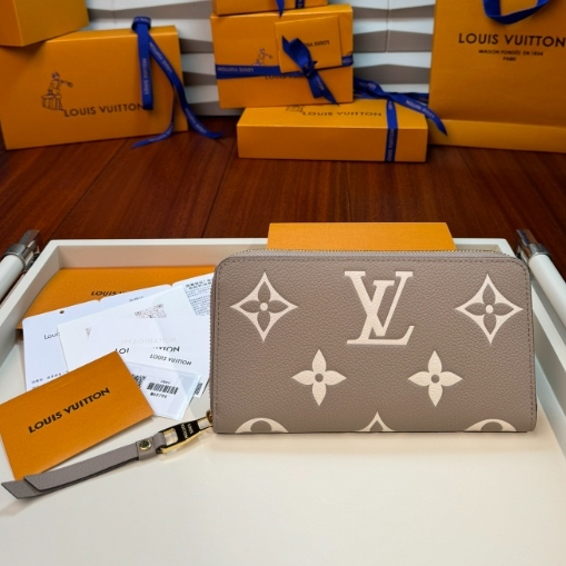 LV-Two Tone Fingerprint Cowhide Leather Wallet