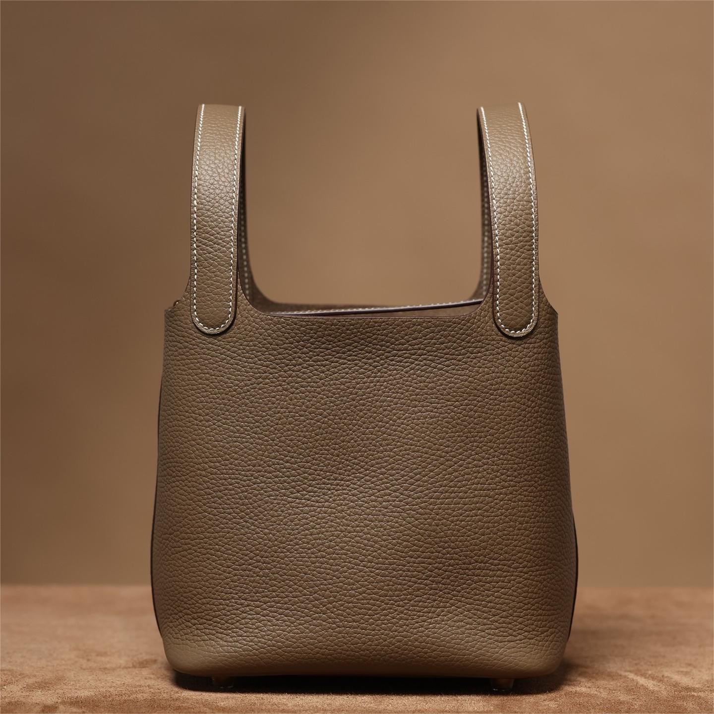 Hermes-PicotinLock Elephant Grey Gold Button Handbag