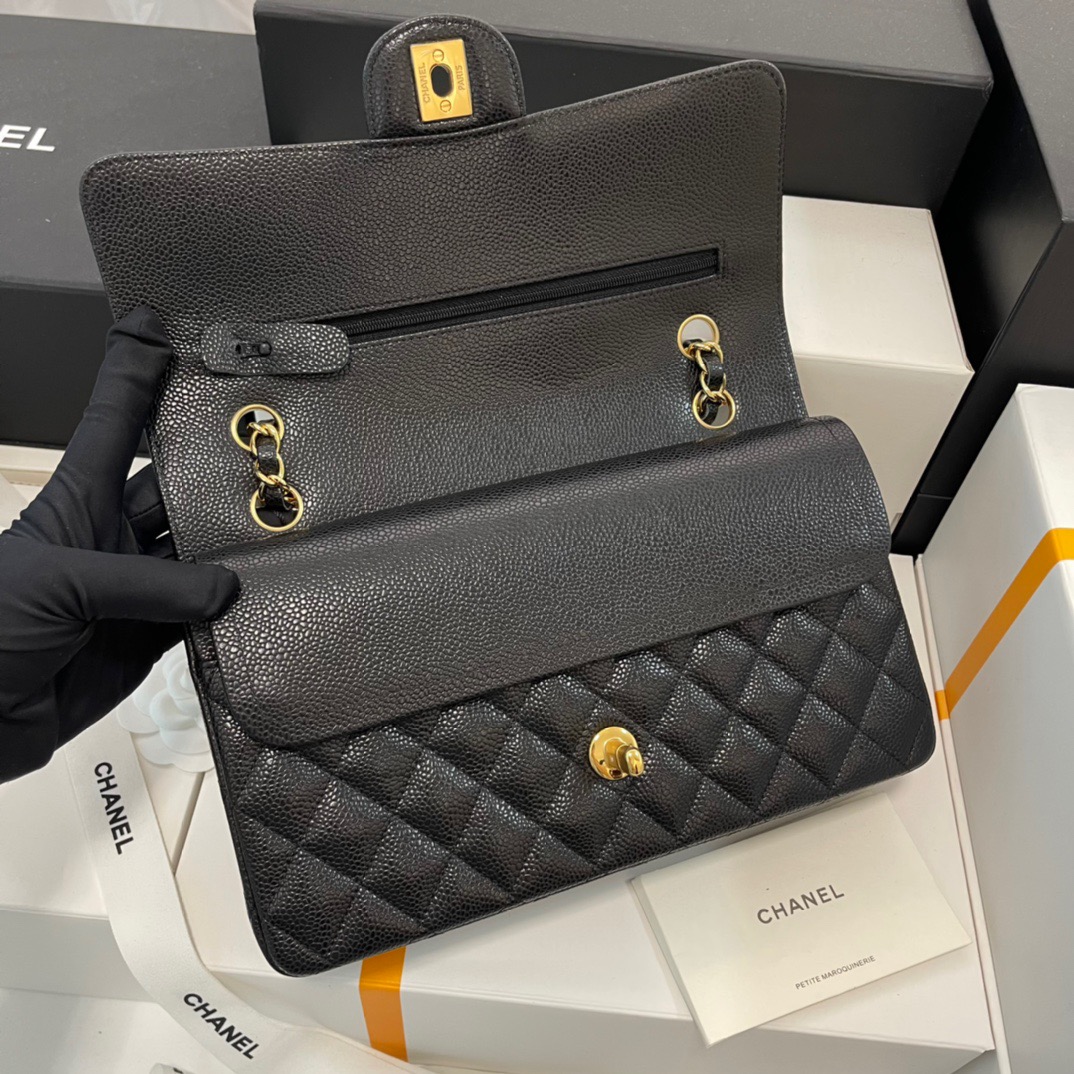 Chanel-Classic Caviar Leather Flip Bag
