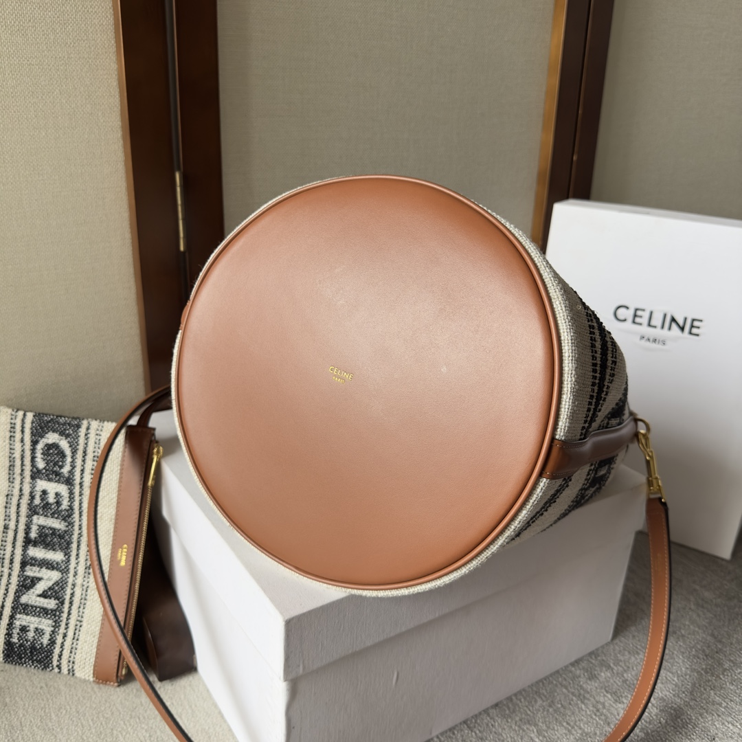 Celine-Bucket 16 fabric cowhide hand bucket