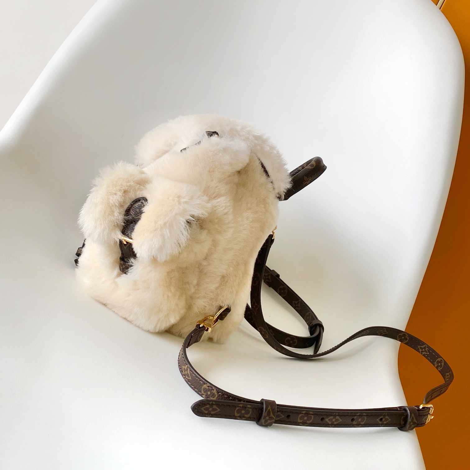 LV - SKI - Nano Teddy Removable and Adjustable Strap Shearling Backpack