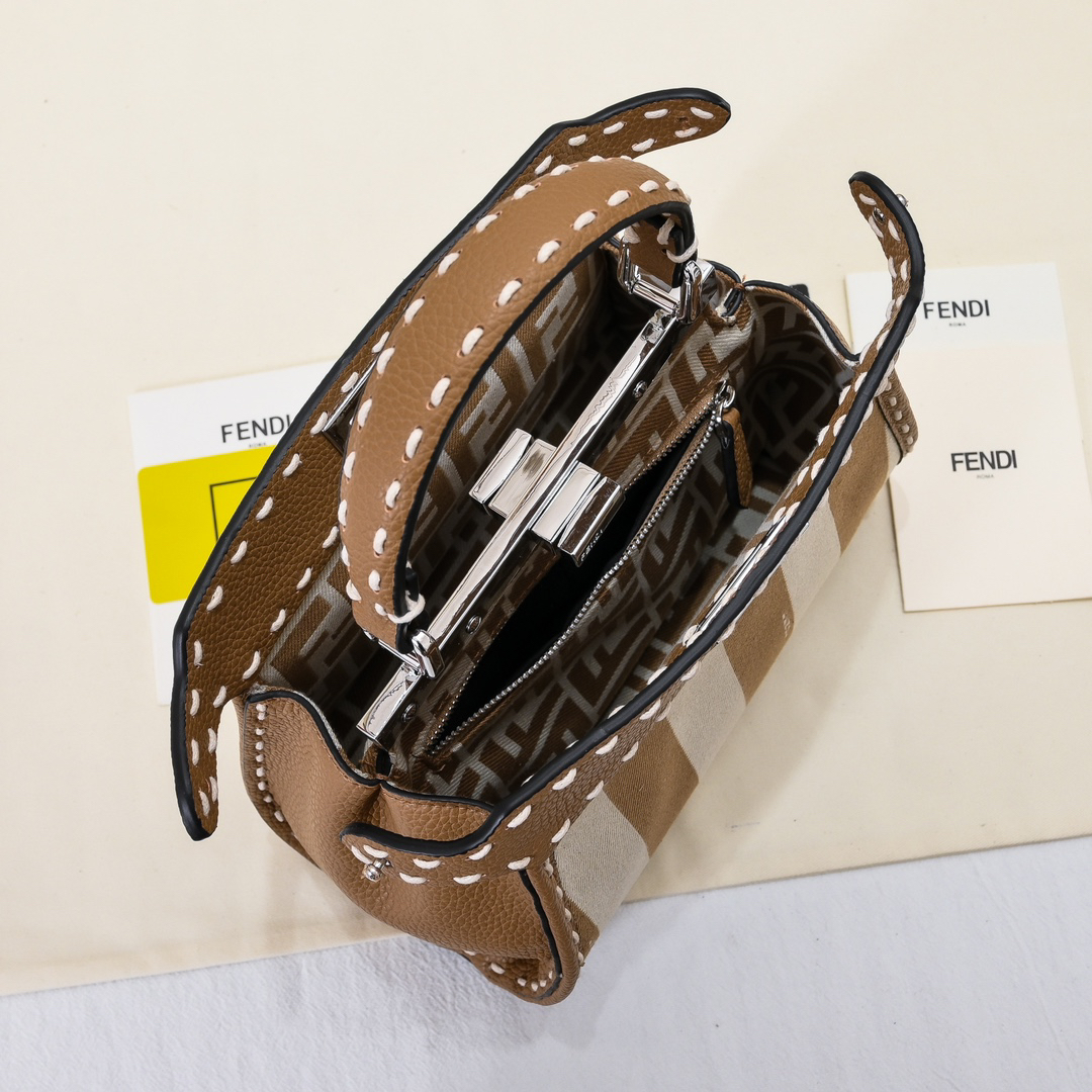 FENDI-Latest striped hand sewn kitten bag