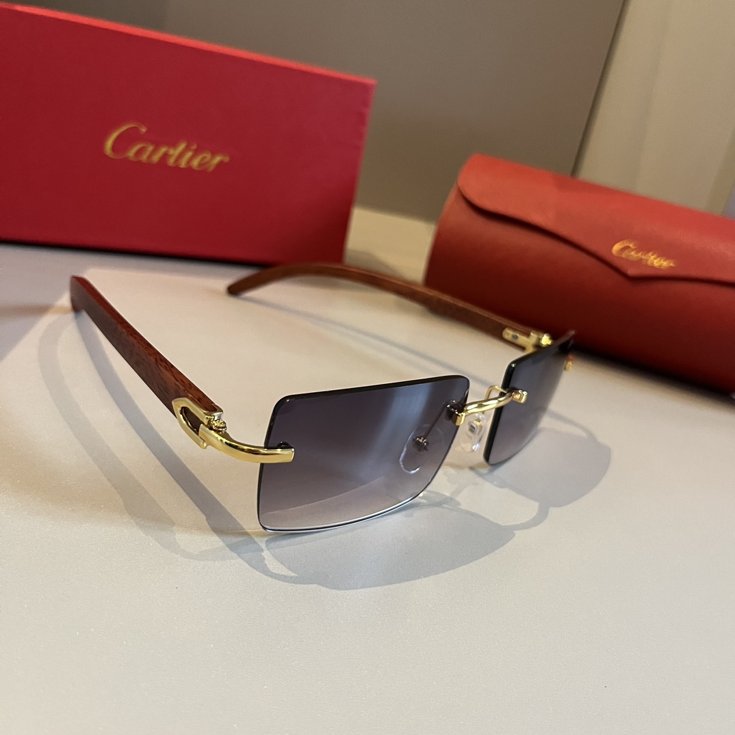 Cartier-2024 new metal frameless sunglasses