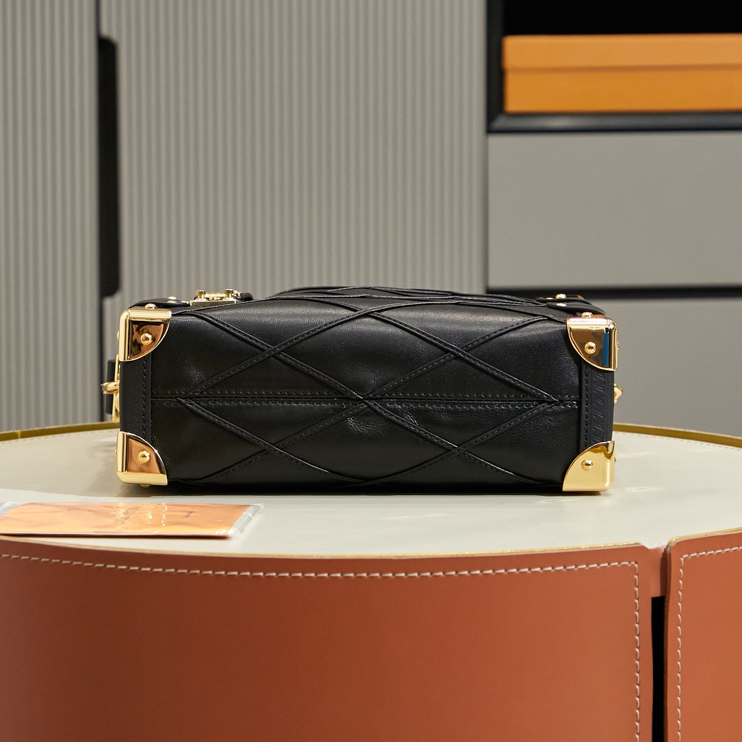 LV - Side trunk PM Black Small Lambskin One Shoulder Crossbody Handbag