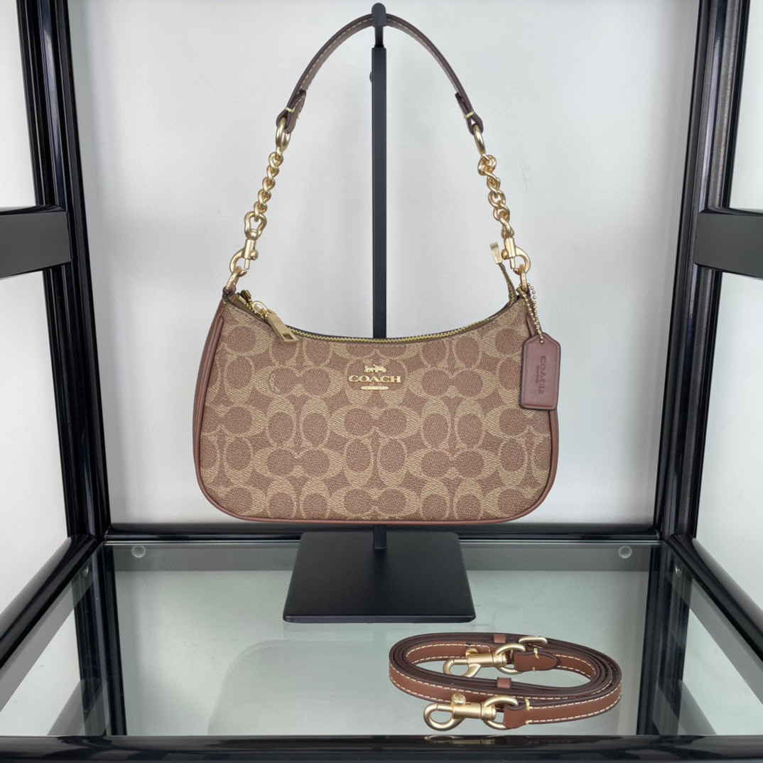 Coach-Teri Shoulder Bag Brown One Size