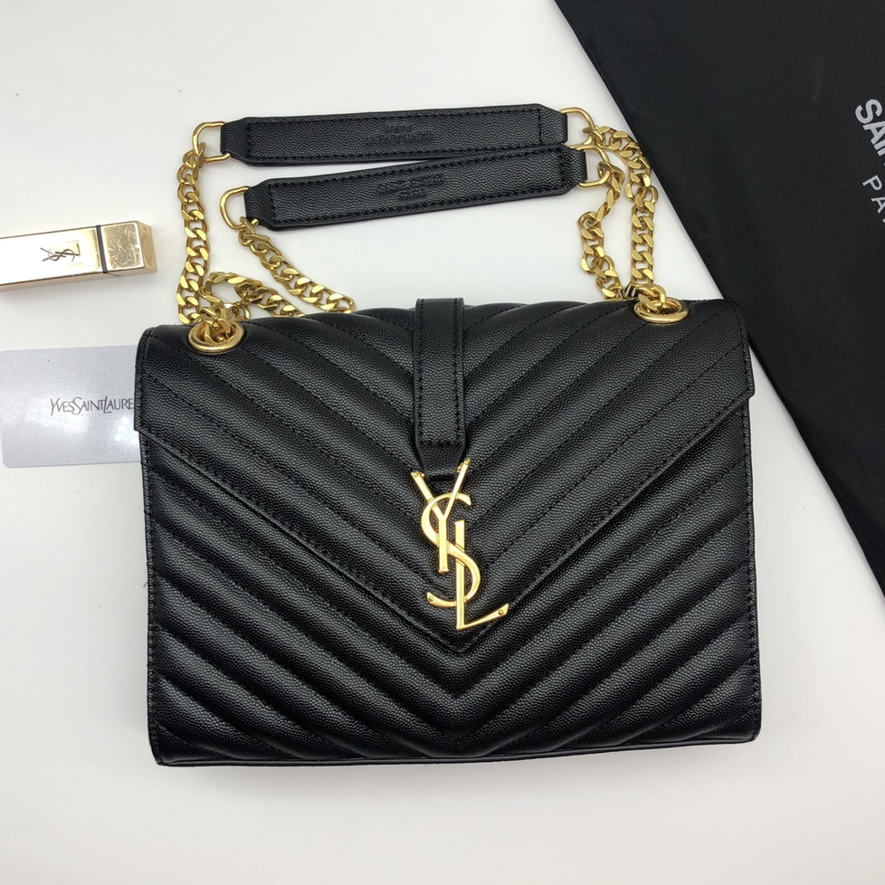 YSL - Black Cowhide Shoulder Crossbody Handbag