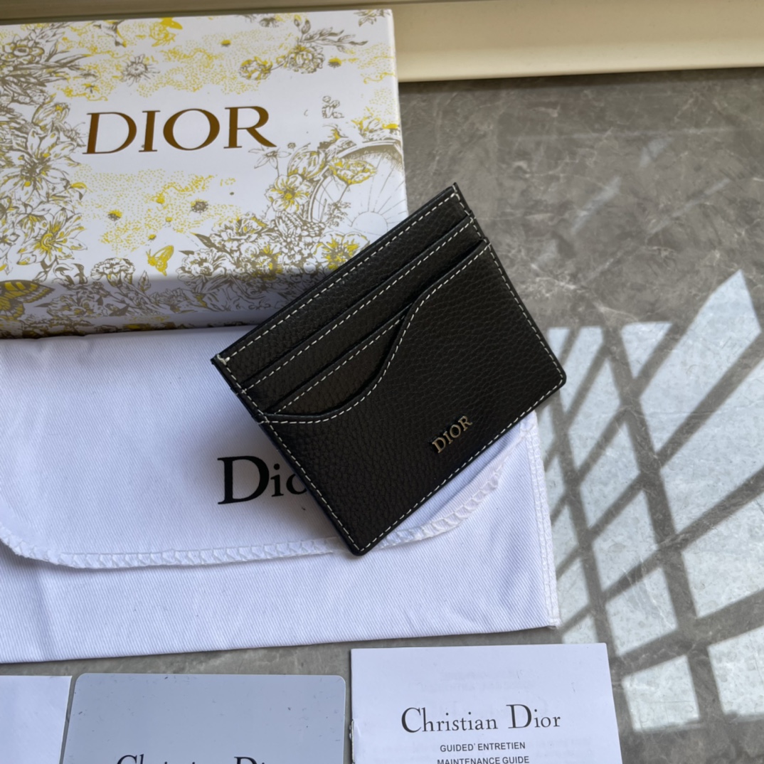 Dior-Saddle clip black grain cowhide leather