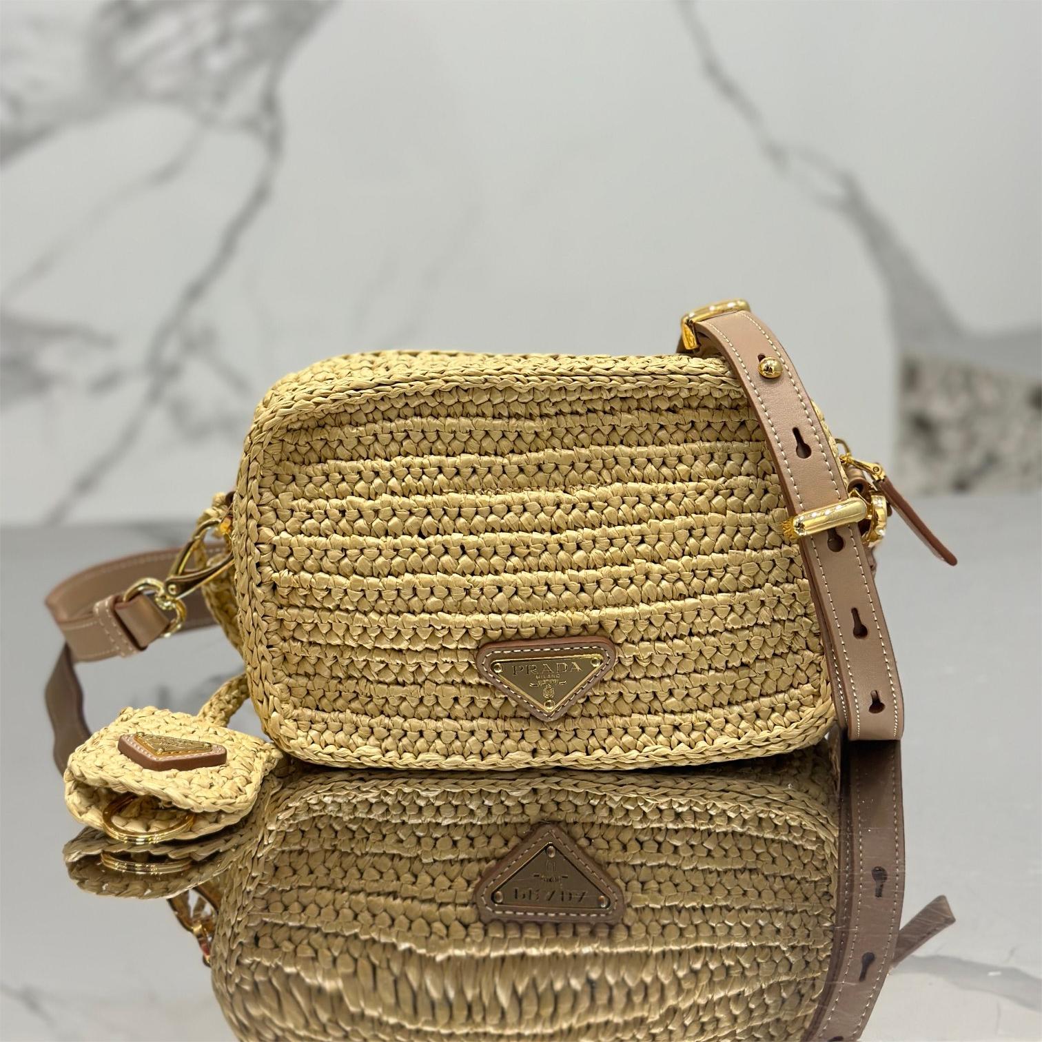 Prada-Straw Camera Bag