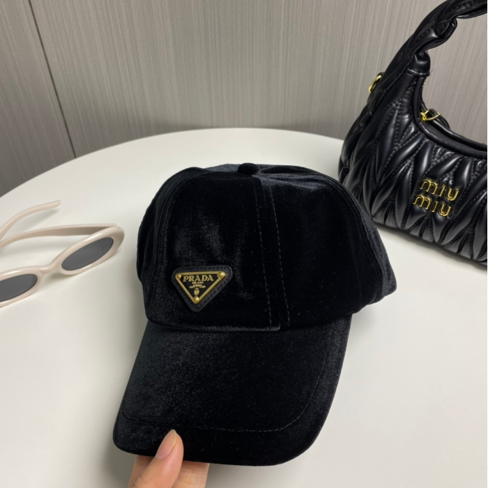 Prada-Velvet Baseball Cap