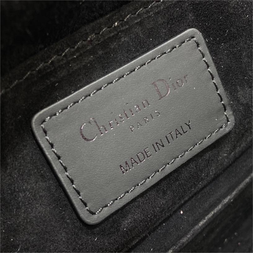 Dior-Lady horizontal version of Princess Diana frosted black bag