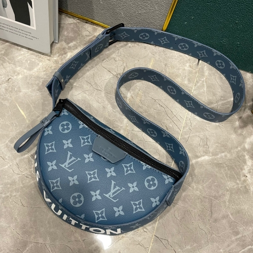 LV-Coated Canvas Half Moon Bag