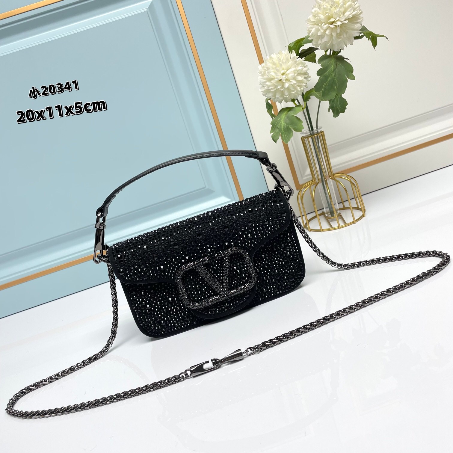 Valentino-Mini locò Crystal Decorative Handbag