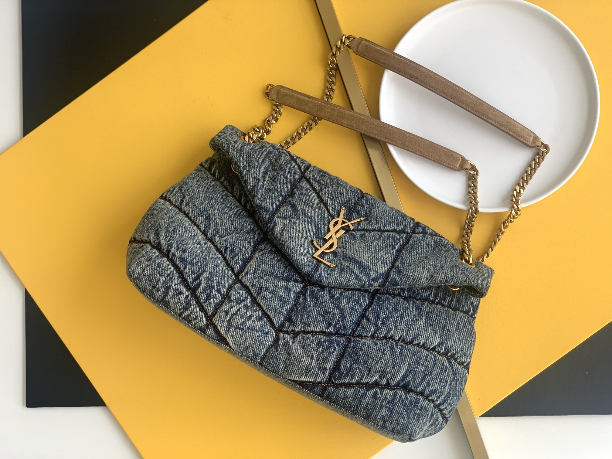 YSL - Puffer - Blue Gray Cloud Bag Pillow Bag Crossbody Shoulder Bag