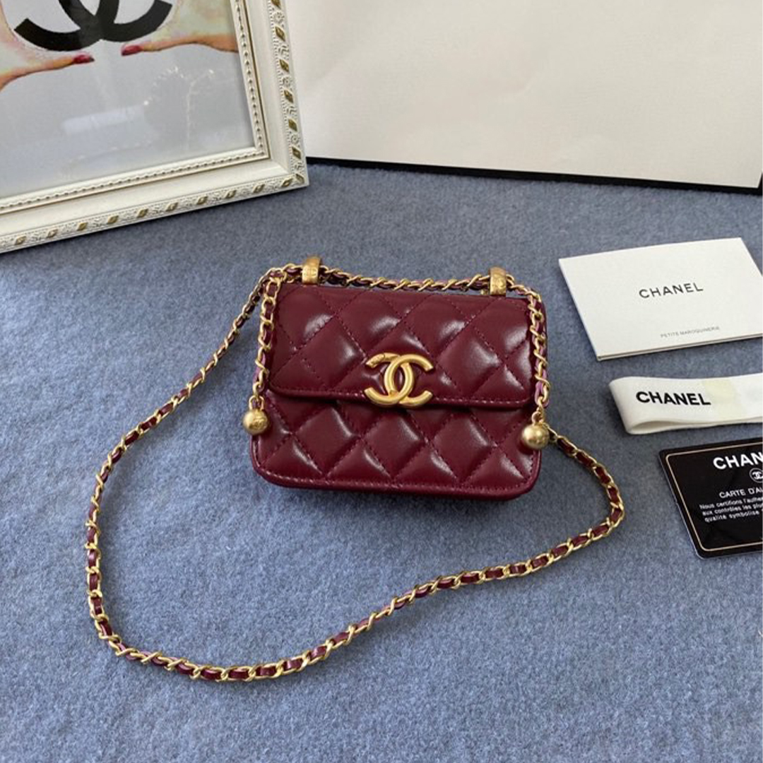 Chanel-Waxed Cowhide Bimetal Ball Mini Bag