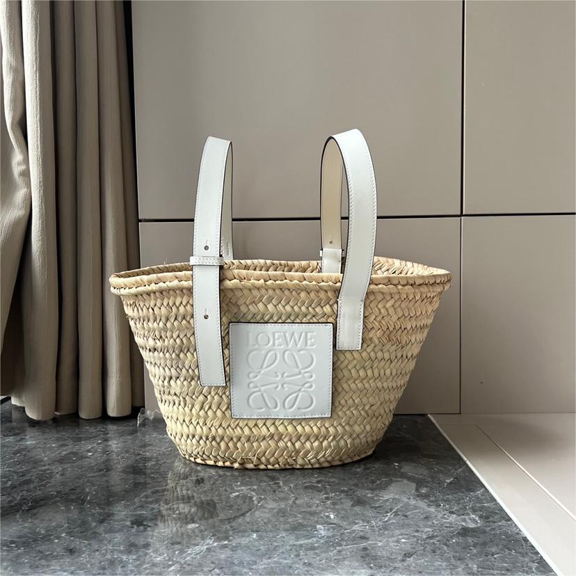 LOEWE-Palm leaf and cowhide leather Basket handbag