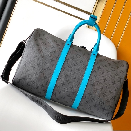 LV-Silver Flower Light Blue Canvas Travel Bag