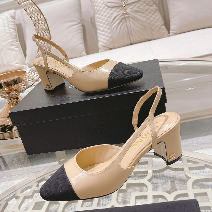 Chanel-Low Heel Side Empty Sandals