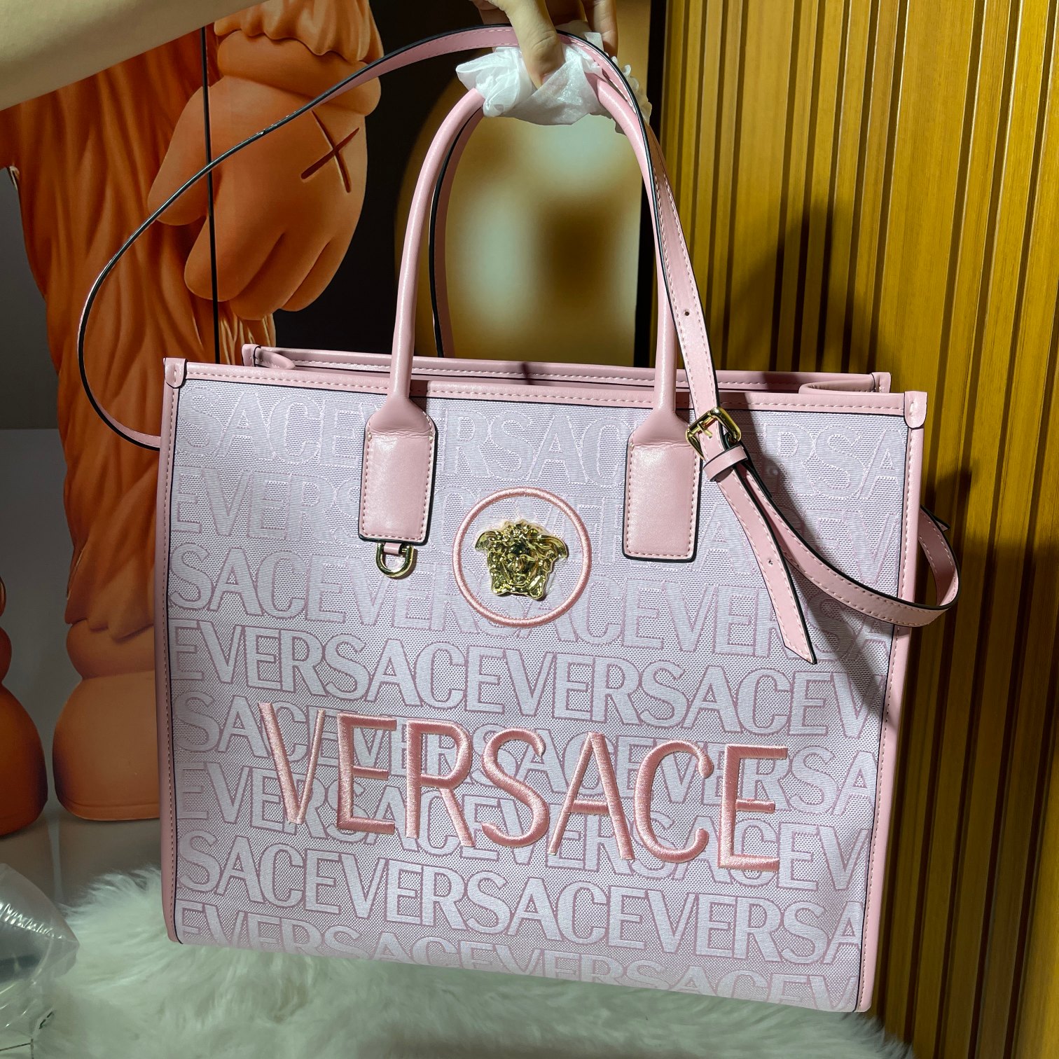 Versace-Large letter tote bag
