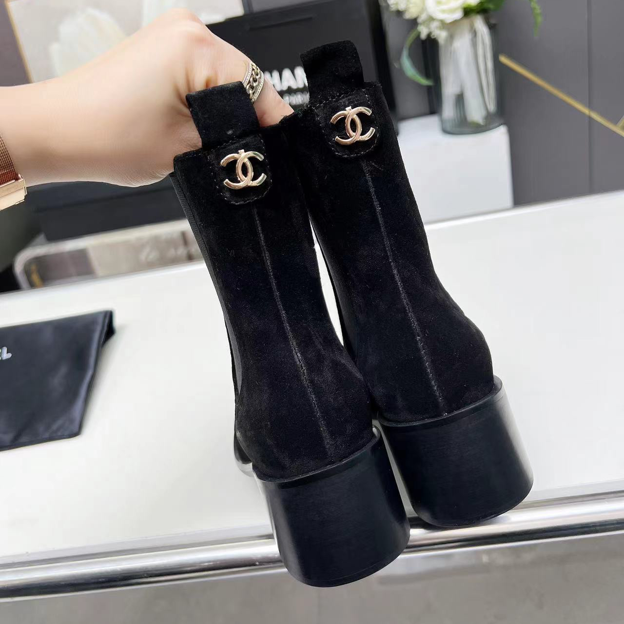 Chanel-new elastic long and short Shoes