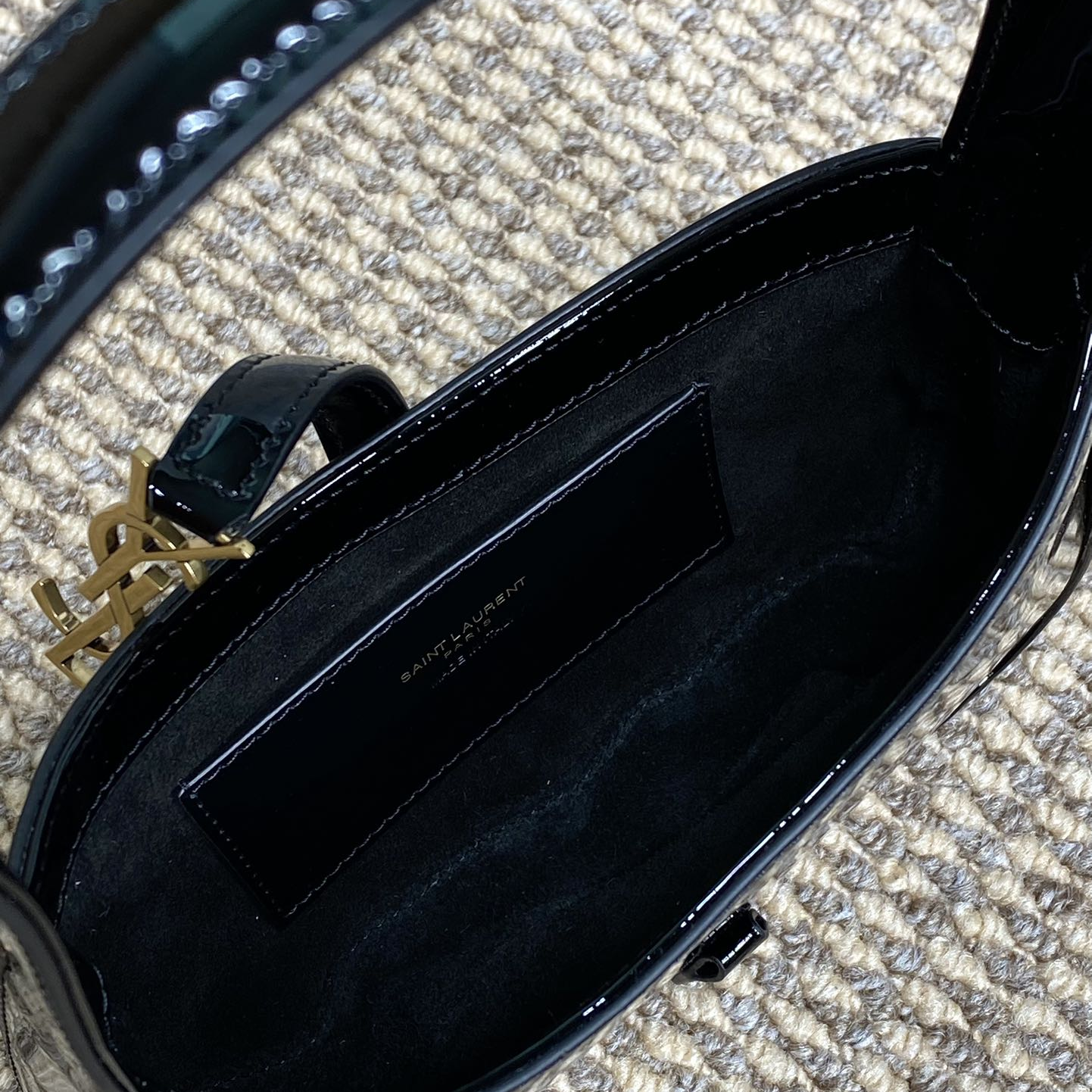 YSL-Lacquer leather armpit bag