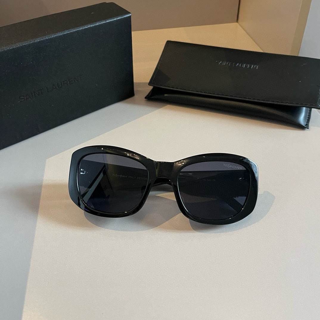 YSL-Black Metametal Logo with Nose Support Sunglasses