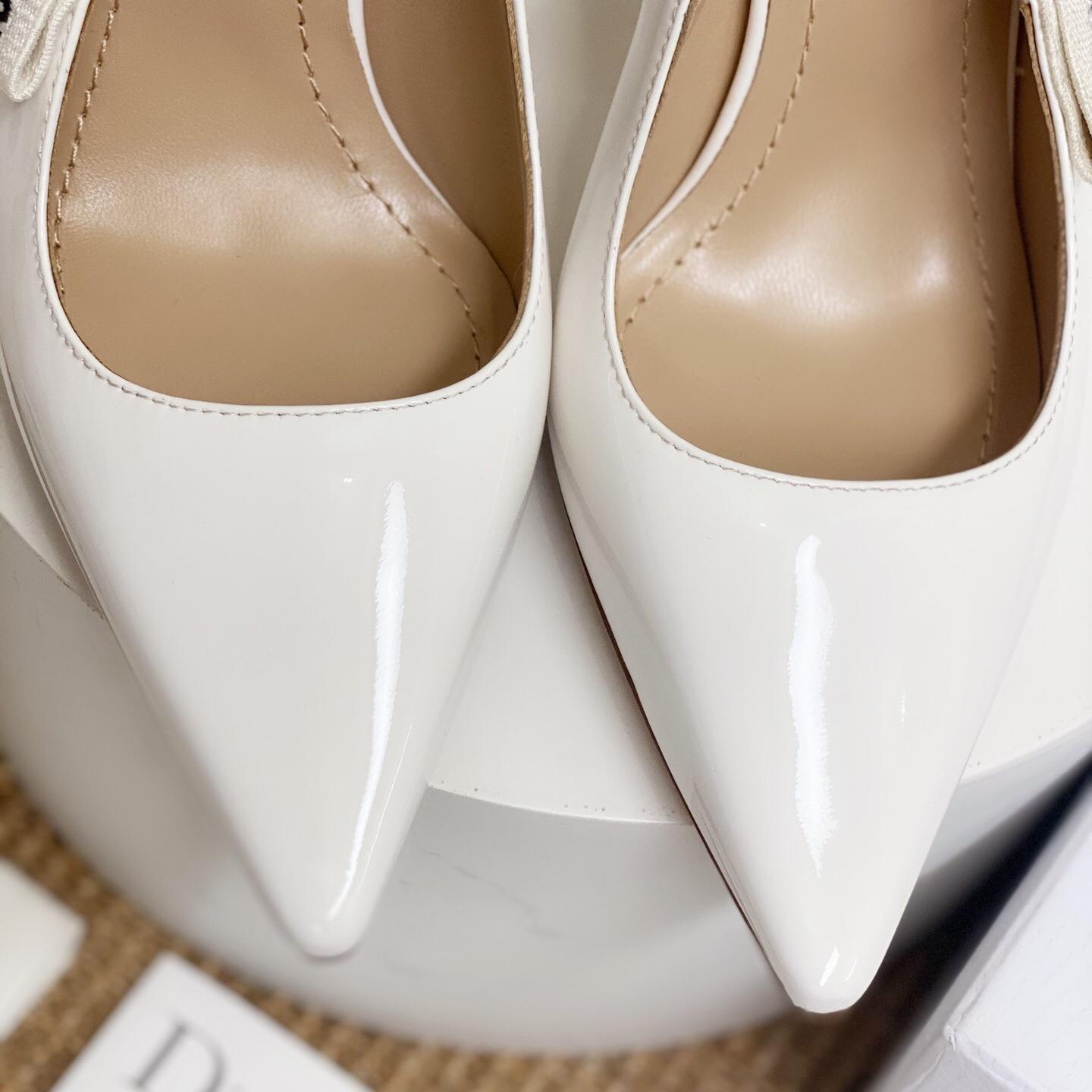 Dior-JA Dior white woven cat heel sandals