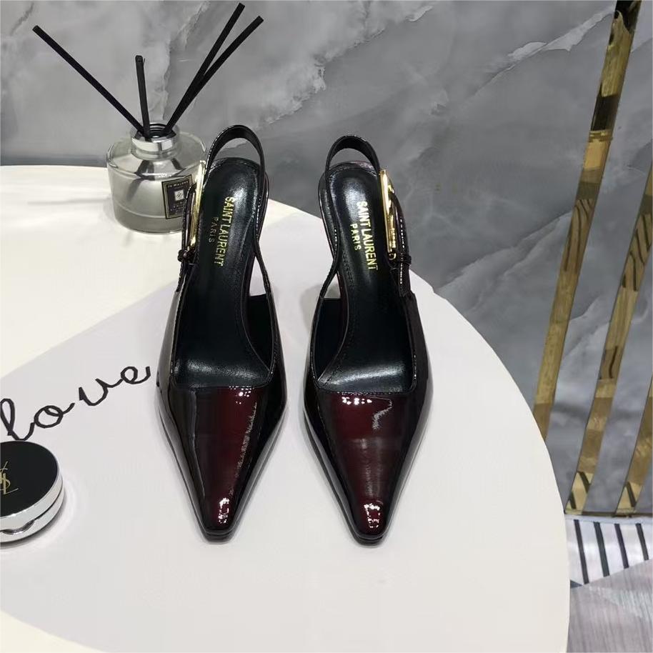 YSL -Exquisite pointed small gold bar high heels