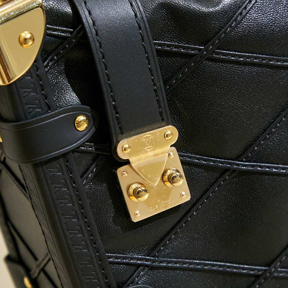 LV - Side trunk PM Black Small Lambskin One Shoulder Crossbody Handbag