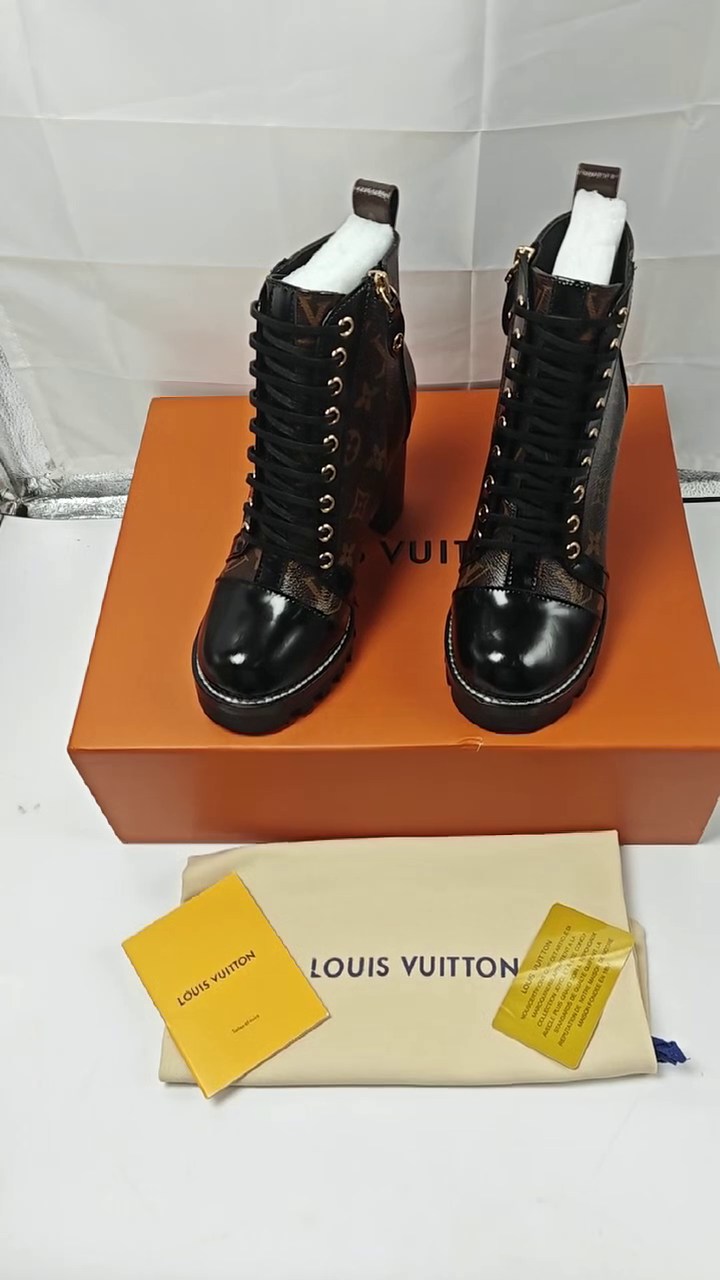 LOUIS VUITTON - LV Star Trail Cowhide Leather Ankle Brown Boots 8cm for Women