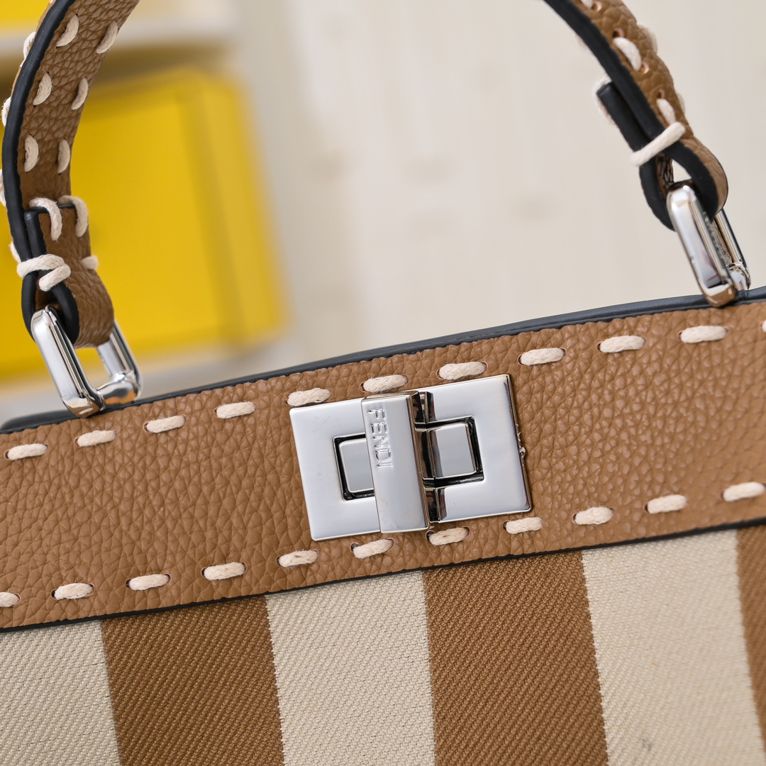 FENDI-Latest striped hand sewn kitten bag