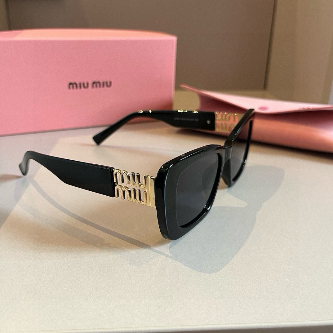 MiuMiu-2024 New Side Gold Logo Sunglasses