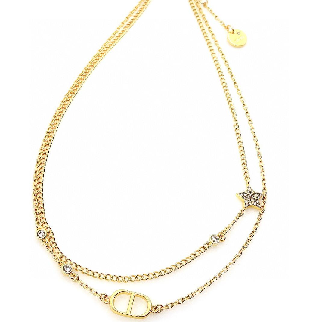 Dior-Five pointed star double layered necklace
