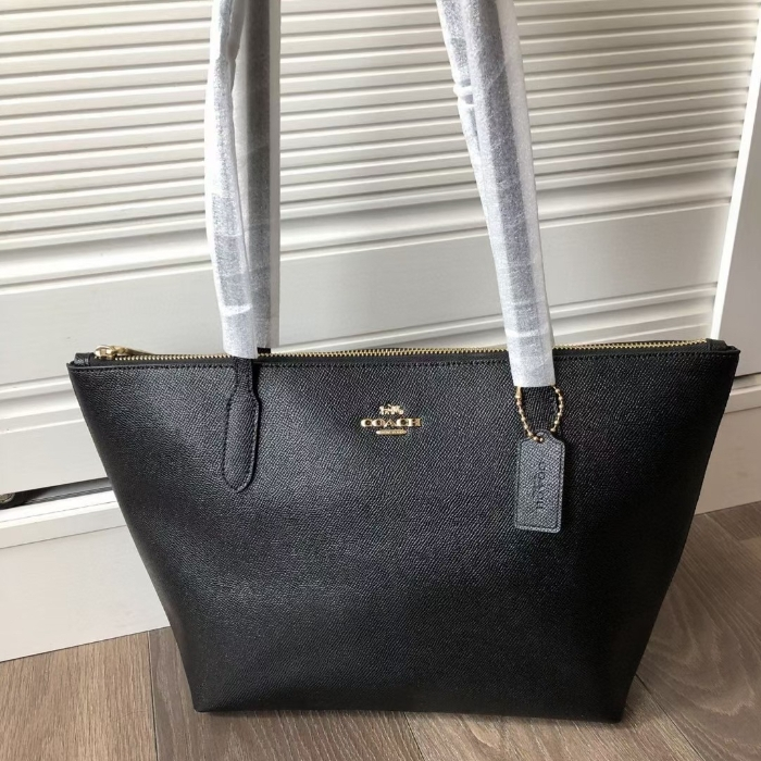 Coach-Full Leather Zipper Tote Bag