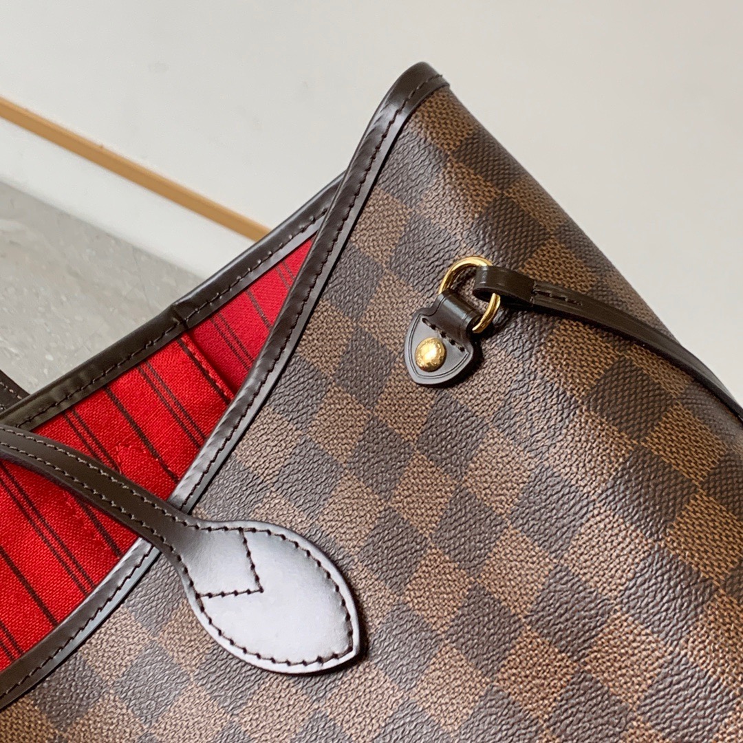 LV-neverfull classic medium coffee plaid handbag