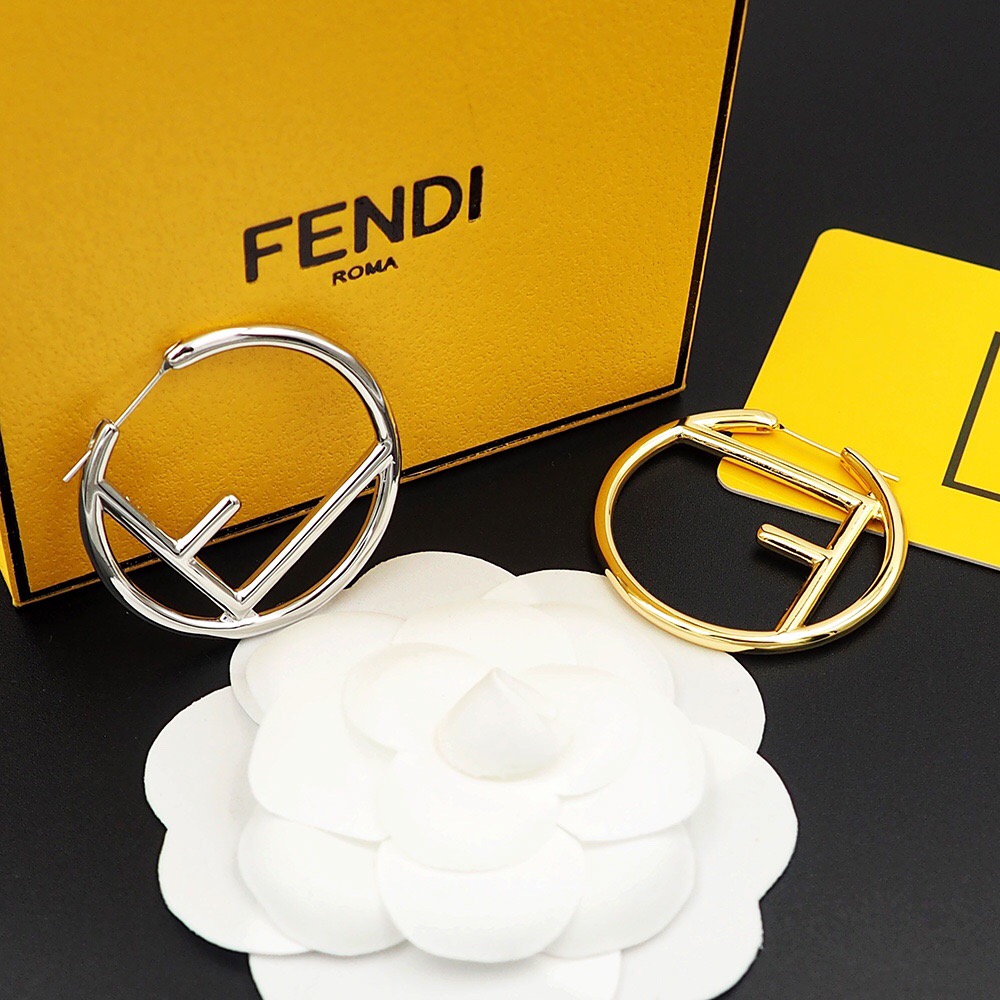 FENDI-Two tone earrings with large circle letters