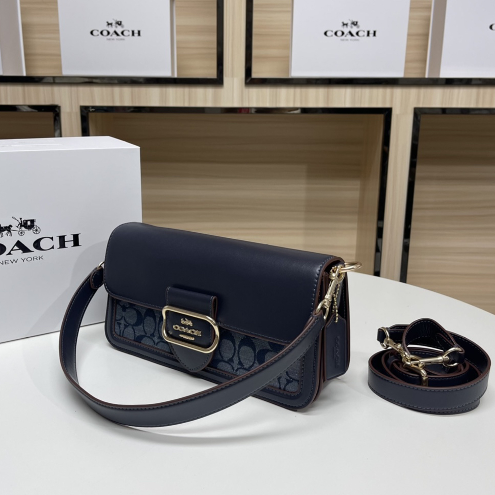 COACH - Morgan 27 Leather with Fabric Underarm Bag Handbag Shoulder Bag