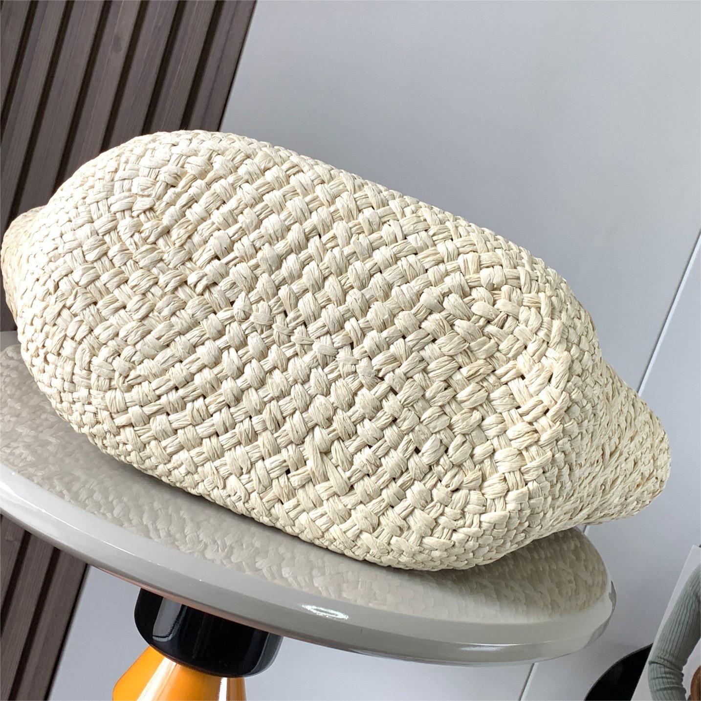 LOEWE-Large size Iraka palm fiber and cowhide Anagram Basket handbag