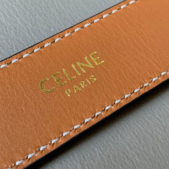 CELINE-Calf Leather Metal Buckle Belt