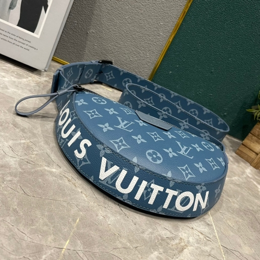 LV-Coated Canvas Half Moon Bag