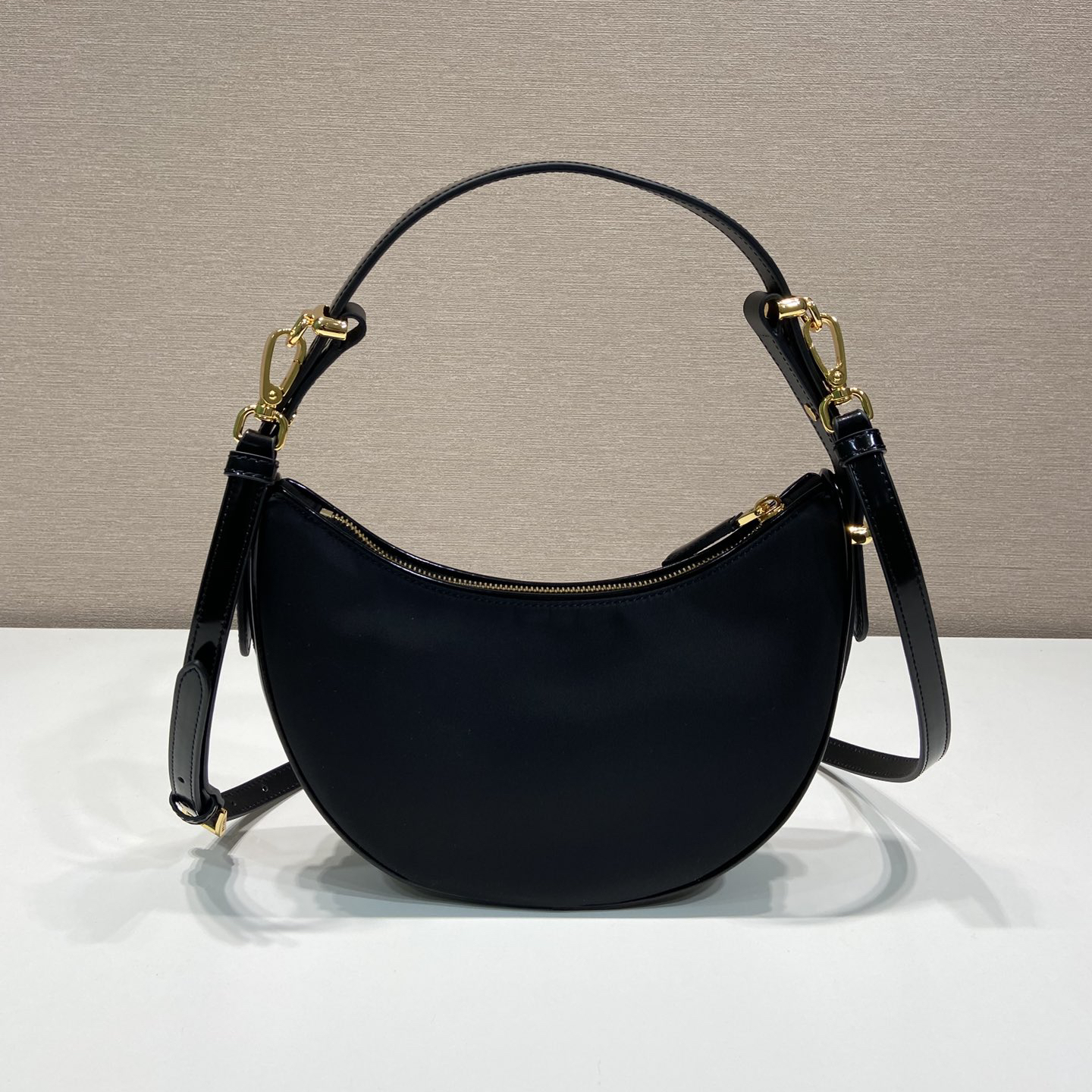 PRADA- Leather Underarm Handle Shoulder Moon Bag