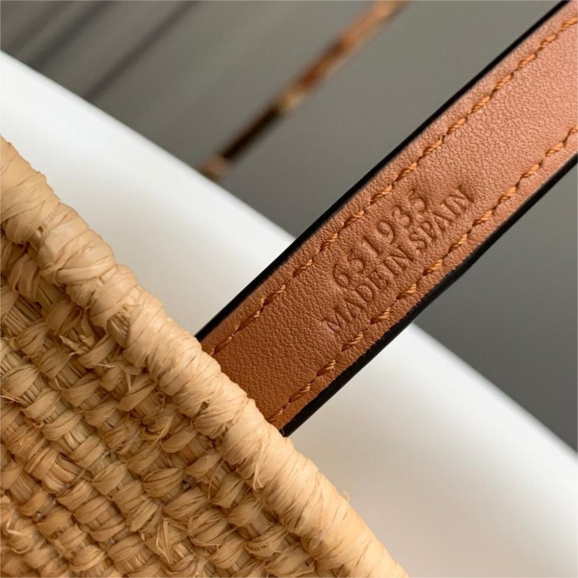 LOEWE-Small Lafite Grass and Beef Leather Square Basket Handbag