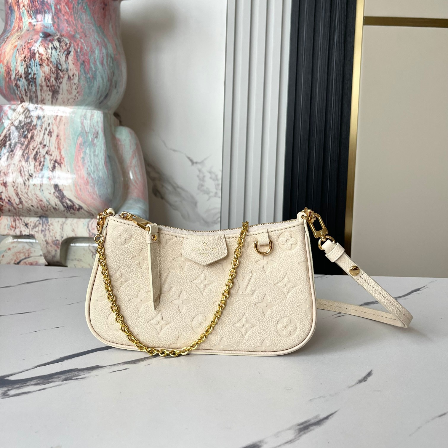 LV - Easy Pouch On Strap Monogram Embossed Leather Shoulder Bag