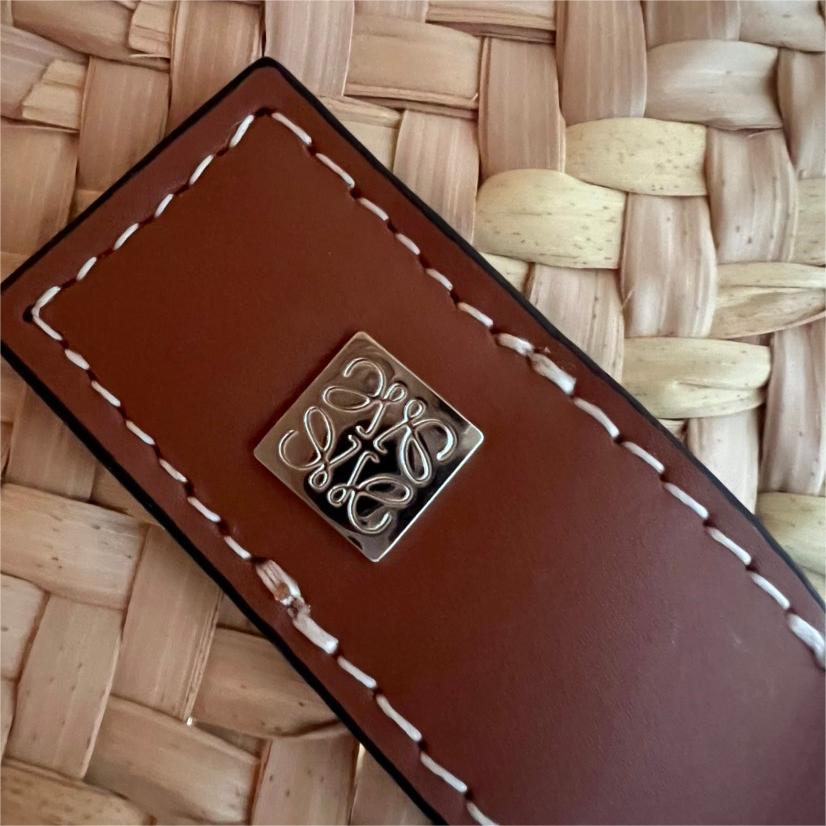 LOEWE-Palm leaf and cowhide leather Basket handbag