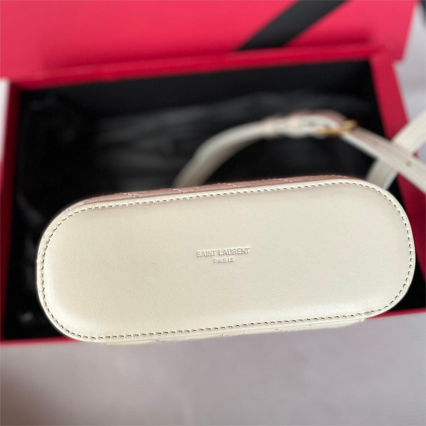 YSL-Sheepskin leather shoulder straps, hand-held bag, makeup bag