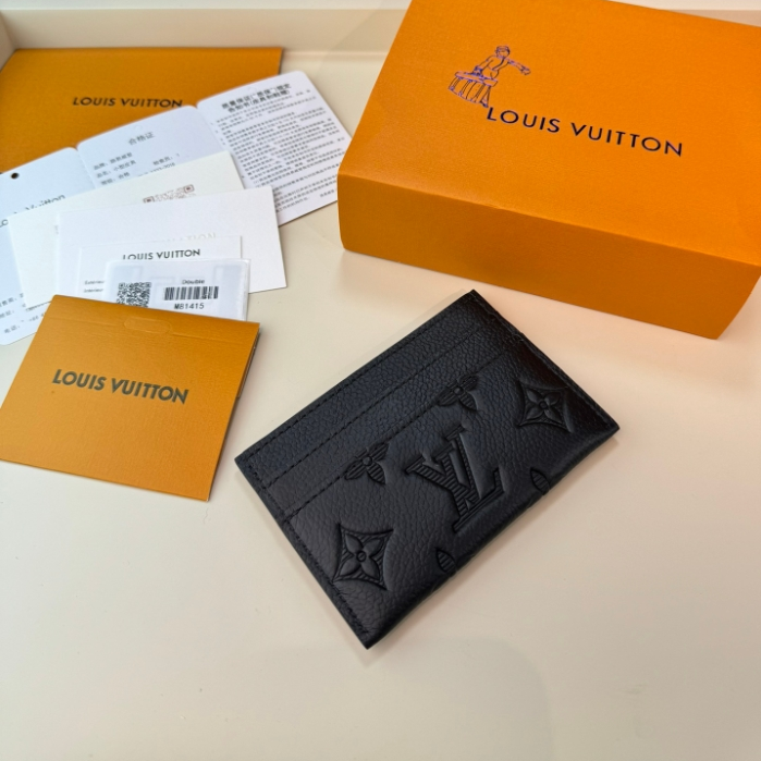 LV-Embossed Card Clip Wallet